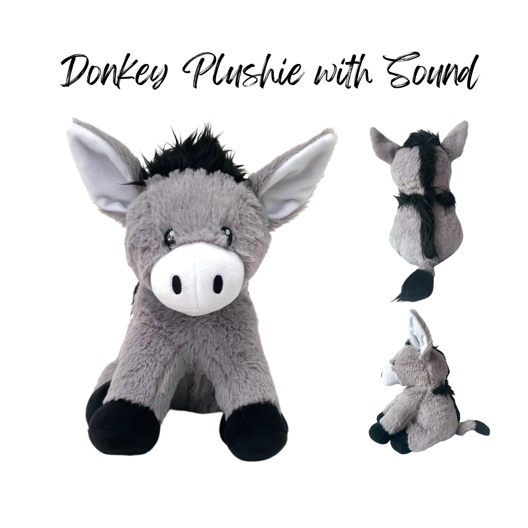 Plushie Cuddly Donkey Stuffed Animal with Sound - Hank the Donkey Plush